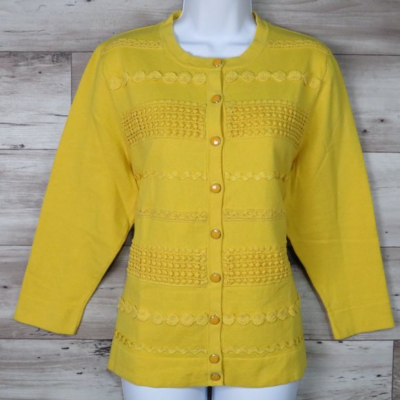 Charter Club* Women's 3/4 Sleeve Crew Neck Button Down Straight Hem Sweater~ XL - Picture 1 of 11